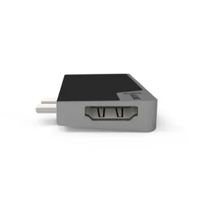 adaptador ALOGIC Ultra USB-C Dock NANO Gen 2 con puerto HDMI y conector USB-C en un cuerpo compacto gris espacial