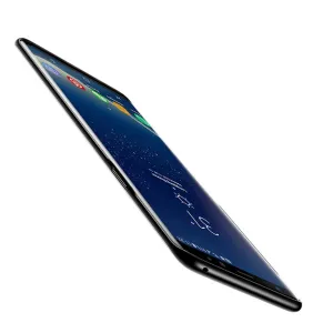 Funda Baseus slim negro mate para Samsung S9/S9+, ajustada al teléfono, con bordes redondeados y recortes laterales.