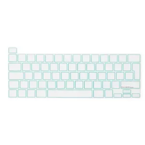 Protection de clavier transparente en silicone Philbert pour MacBook Pro, avec contours de touches bleu sarcelle et impression PHILBERT DESIGN