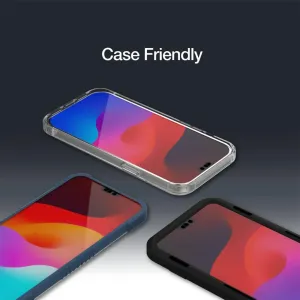 Grafikk for Just Mobile Xkin til iPhone 15 Pro som viser gjennomsiktige, blå og svarte dekselvennlige iPhone-deksler