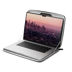 Twelve South SuitCase skyddsfodral för MacBook Pro 16, visas öppet i grått med dragkedja och handtag