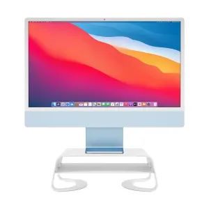 Twelve South Curve Riser vitt bildskärmsställ som höjer en iMac för bättre ergonomi