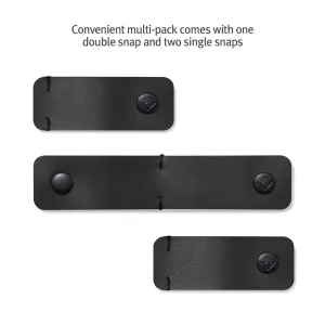 Twelve South CableSnap Stay trepack svarta kabelhållare i läder med tryckknappar för prydlig kabelhantering