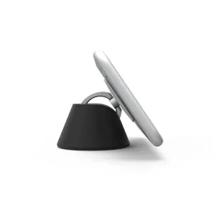 iRing Dock soporte para móvil negro con brazo de soporte curvo que sujeta un smartphone en ángulo