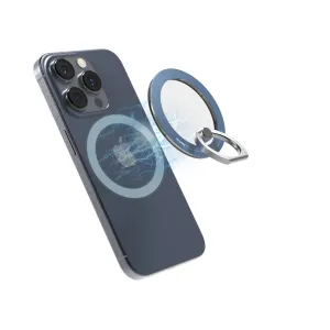 funda para móvil iRing Mag azul oscuro MagSafe con anillo magnético circular y accesorio soporte metálico para anillo