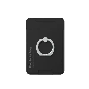 Support magnétique noir pour téléphone iRing Pocket Mag avec anneau de support et porte-cartes pour appareils MagSafe