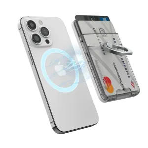 porte-cartes MagSafe transparent iRing Pocket Mag avec anneau de maintien, pour garder des cartes sur un smartphone