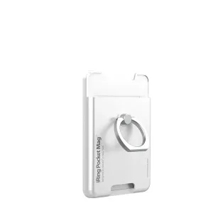 Soporte magnético para teléfono iRing Pocket Mag con soporte de anillo y tarjetero en Blanco perla