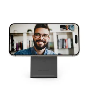 Twelve South Curve Nano hopfällbart magnetiskt telefonställ som håller en smartphone i liggande läge för videosamtal