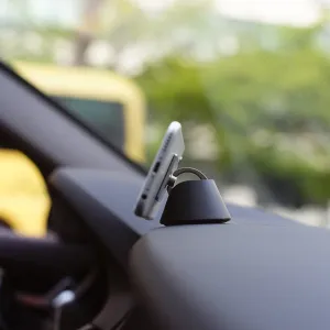 iRing Dock soporte para teléfono para coche que sostiene un smartphone blanco en posición vertical sobre el salpicadero para navegación