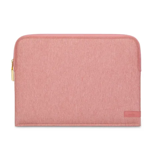 Funda para portátil Moshi Pluma de 14 pulgadas en rosa, con textura de tejido, cierre de cremallera y bordes cosidos