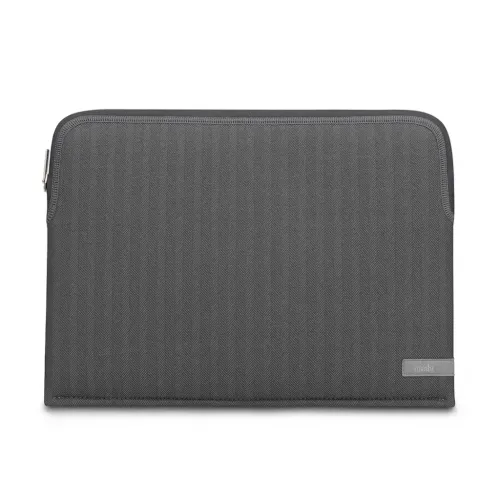 Funda para portátil Moshi Pluma de 14 pulgadas en gris espiga, con cierre de cremallera y acabado texturizado