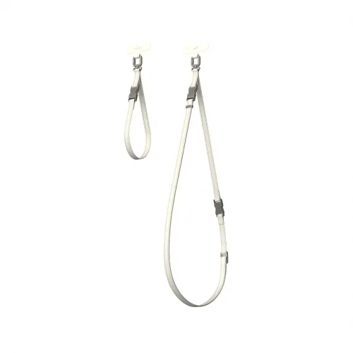 Correa Moshi 2 en 1 para muñeca y cuerpo en Eggnog White, con presillas ajustables y clips metálicos para llevarla contigo.