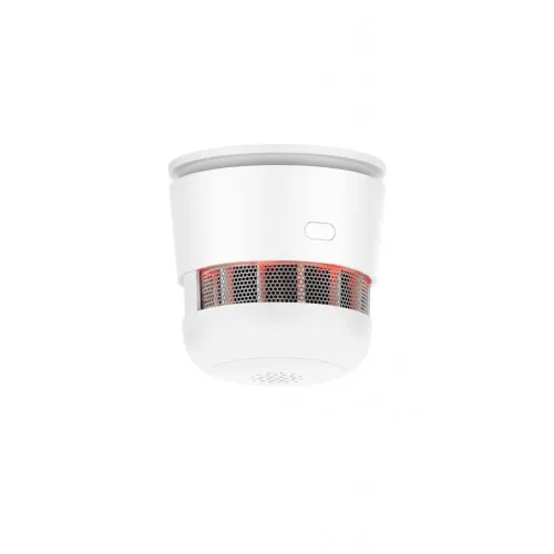 WOOX Zigbee detector inteligente de humo y alarma en blanco, alarma de incendios redonda de techo con rejillas perforadas.