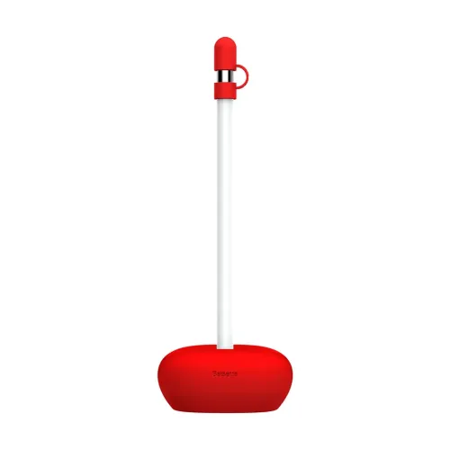 Soporte de silicona rojo Baseus para Apple Pencil, con base y protección para la punta, diseñado para evitar que ruede