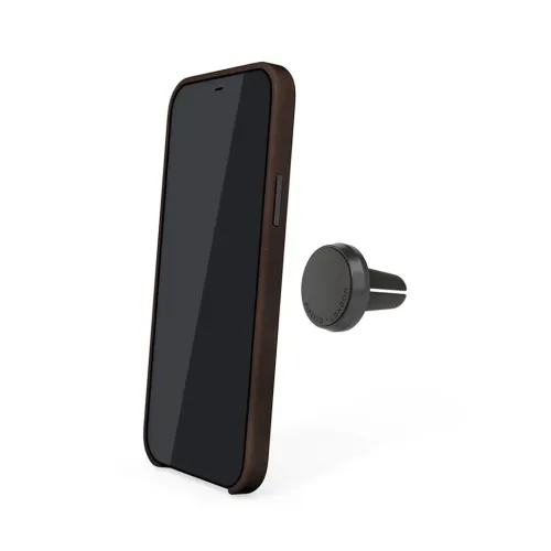 Funda de cuero magnética marrón Pipetto para iPhone 12/12 Pro con accesorio de soporte magnético independiente