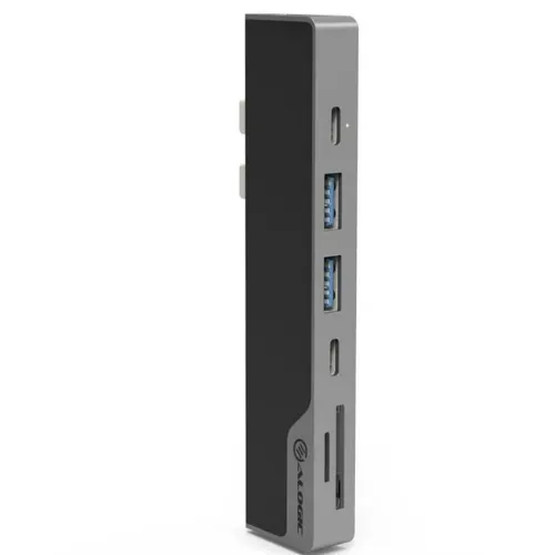 Station d’accueil ALOGIC Ultra USB-C Dock NANO Gen 2 avec ports USB-A, USB-C et lecteur de cartes, gris sidéral