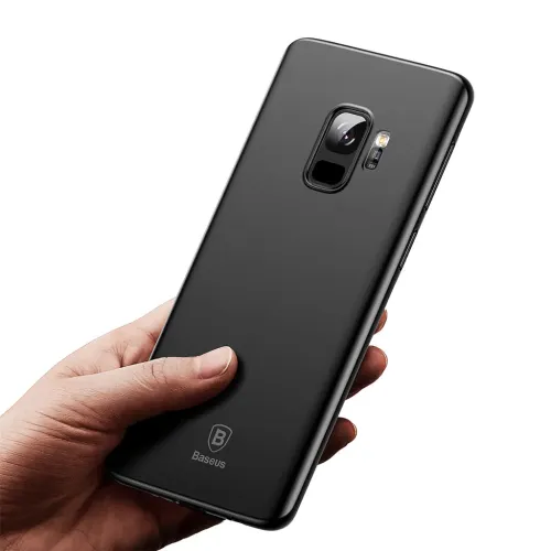 Baseus funda delgada negra mate para Samsung S9/S9+ con recorte trasero para la cámara y recortes laterales para los botones