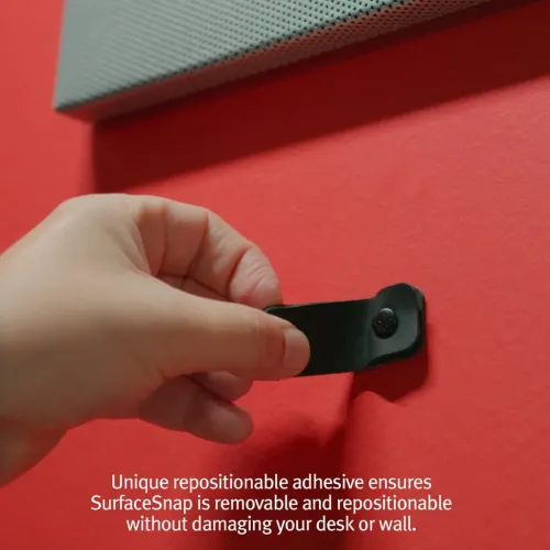 Twelve South CableSnap Stay-kabelhållare som trycks fast för hand på en plan yta