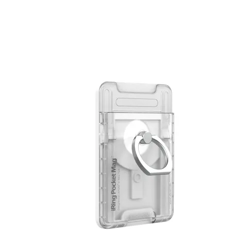 iRing Pocket Mag soporte tarjetero magnético transparente para teléfono con anillo de sujeción y soporte para teléfonos compatibles con MagSafe